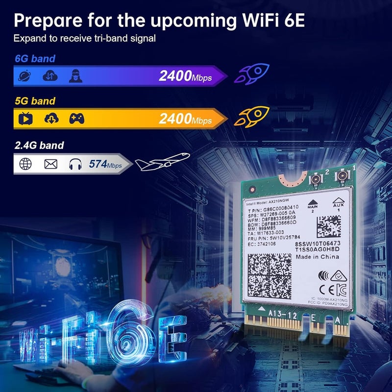 EDUP WiFi 6E AX210 NGW Wireless Card, Intel Laptop Network Adapter with Bluetooth 5.3, Tri-Band 5400Mbps WiFi Module, M.2/NGFF 2230 WiFi Chip, MU-MIMO, Supports Windows 10/11 (64-Bit) - Image 4